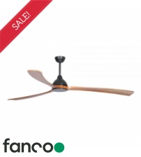 Fanco Sanctuary 3 Blade 86" DC Ceiling Fan with Remote Control in Black with Teak Blades